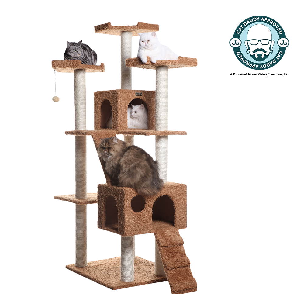 74-inch Ultra-Thick Faux Fur Cat Tree, Ochre Brown by Armarkat