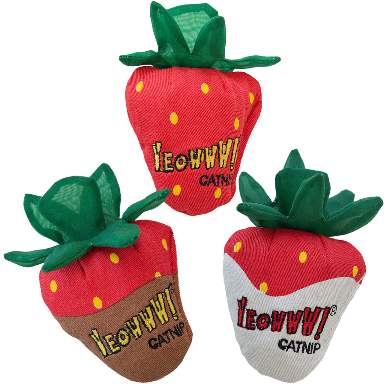 Catnip Strawberry Cat Toy 3-pk by Yeowww!