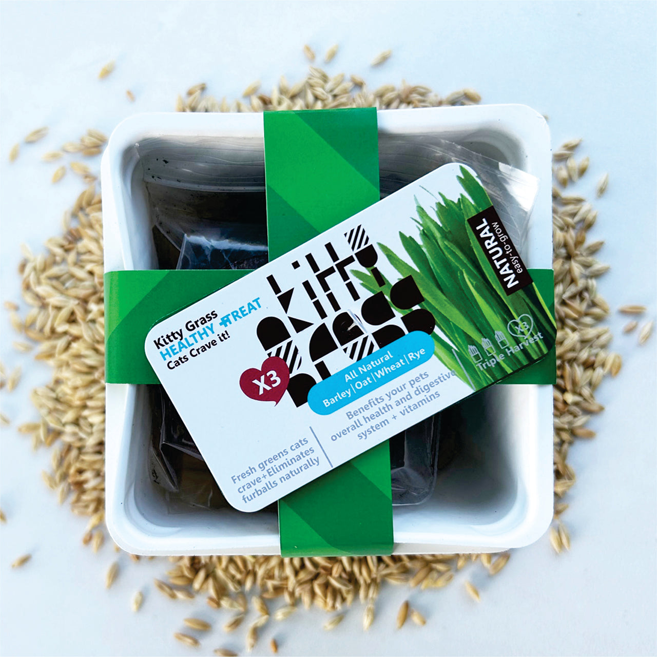 Grow Your Own Cat Grass Kits (3x) by Three Farms