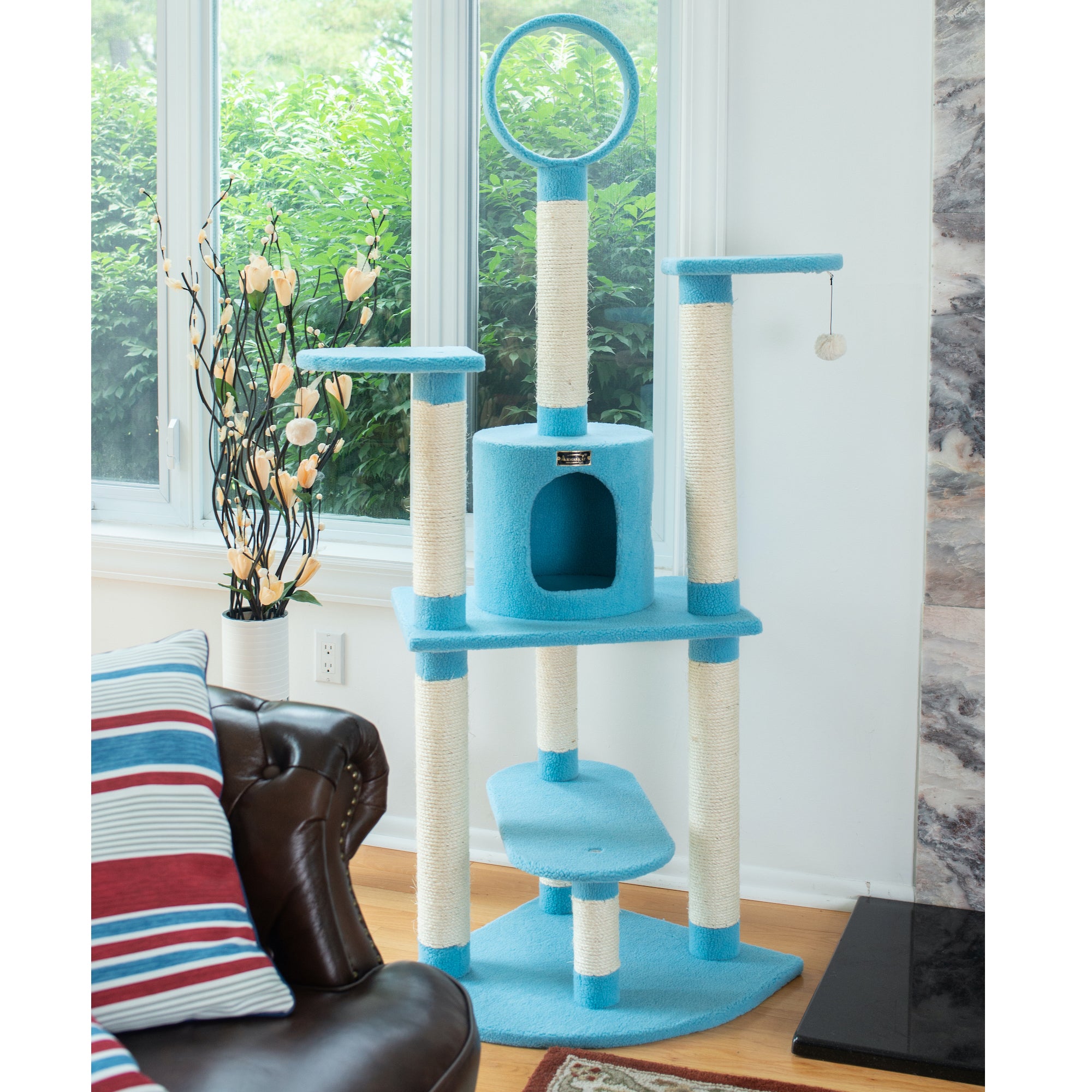 66-inch Faux Fleece Cat Tree, Sky Blue by Armarkat