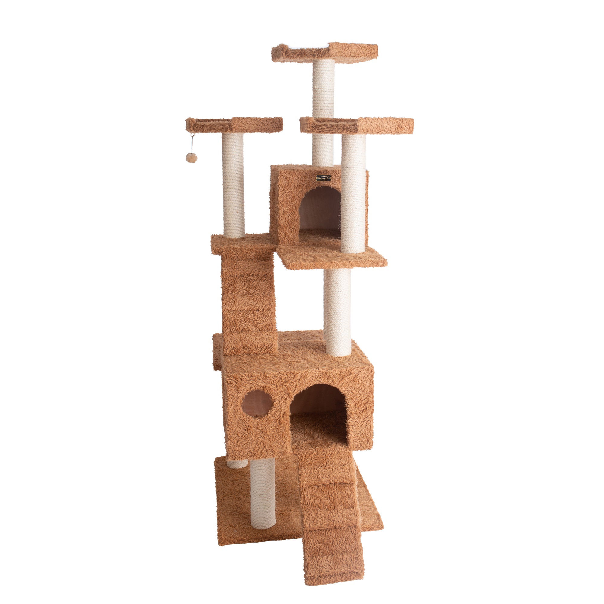 74-inch Ultra-Thick Faux Fur Cat Tree, Ochre Brown by Armarkat