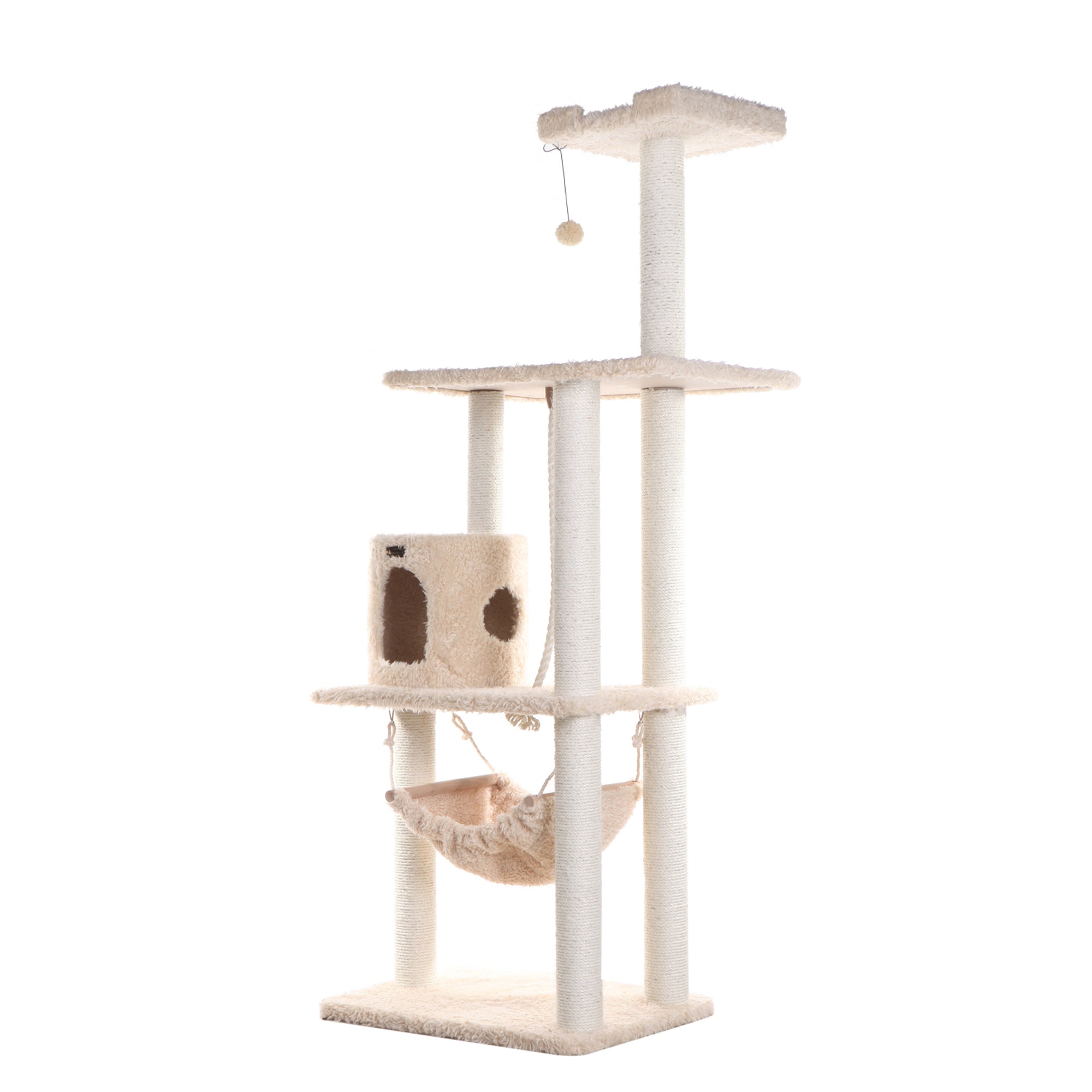 Armarkat 70 in Hammock and Hanging Toys Real Wood Cat Tree for Large and Small Cats Beige PetSmart