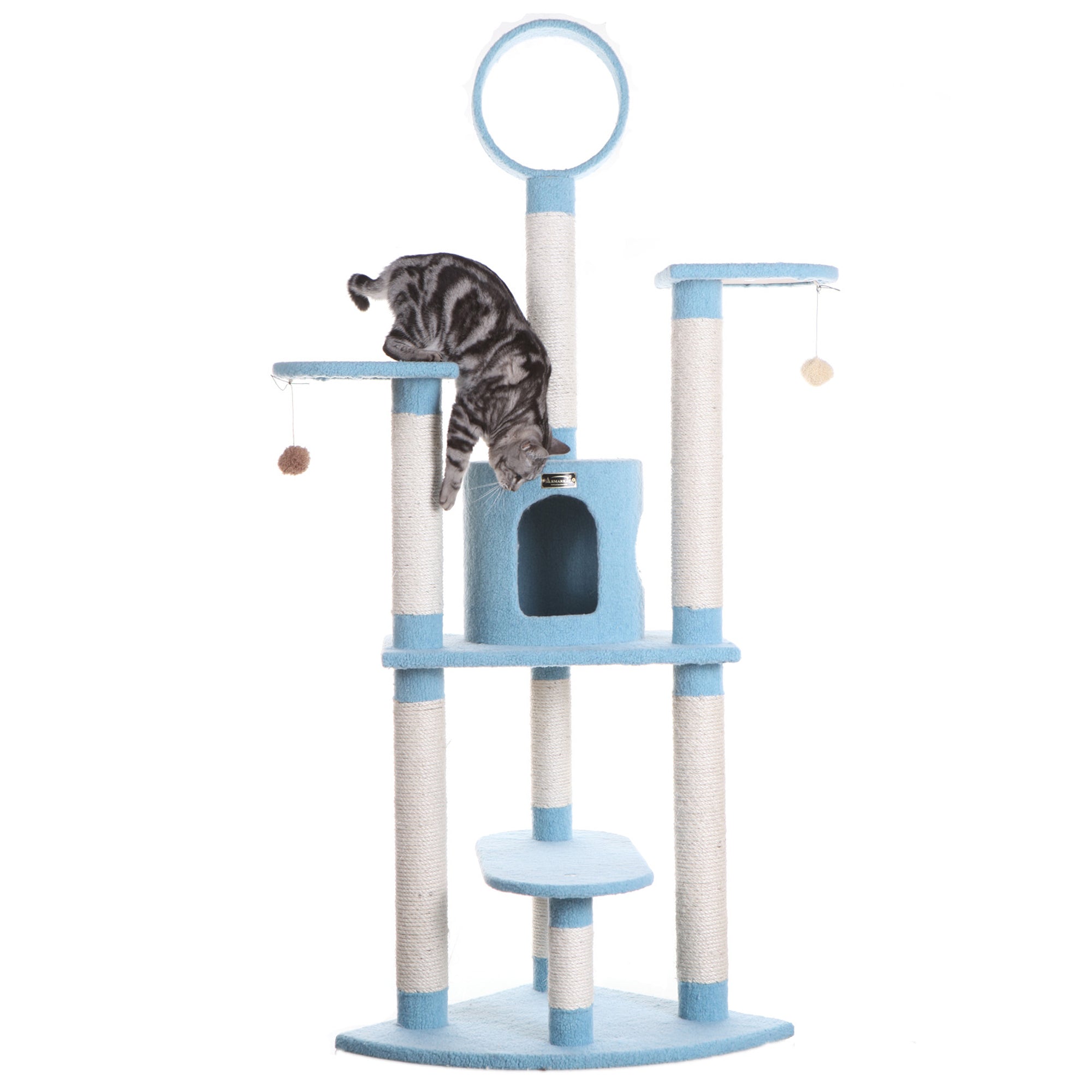 66-inch Faux Fleece Cat Tree, Sky Blue by Armarkat