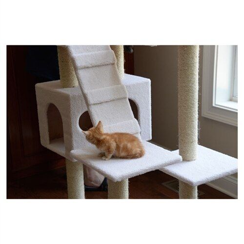 Classic 77-Inch Real Wood Cat Tree, Multi-Levels With Ramp, Three Perches, Two Condos, Ivory by Armarkat