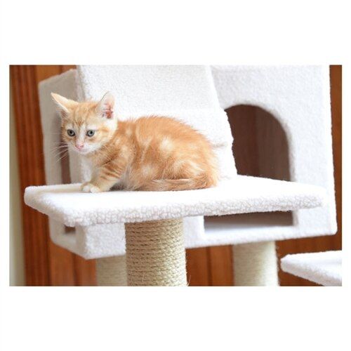 Classic 77-Inch Real Wood Cat Tree, Multi-Levels With Ramp, Three Perches, Two Condos, Ivory by Armarkat